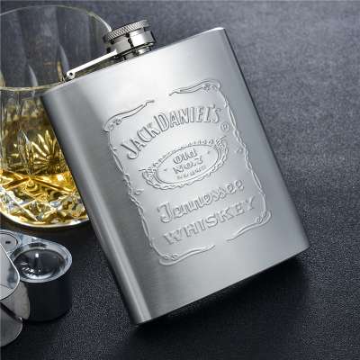 Stainless steel hip flask and embossed or debossed logo (sanding polishing and mirror light result)