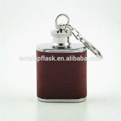 custom stainless steel key chain mini hip flask keychain 1oz