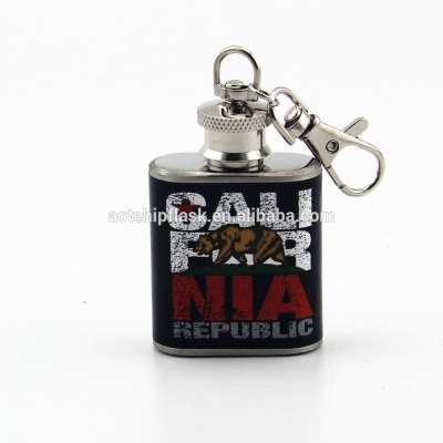 wholesale pocket-size gift 1oz mini ss hip flask with key ring