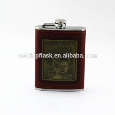 hunter gift leather monogram whisky container hip flask